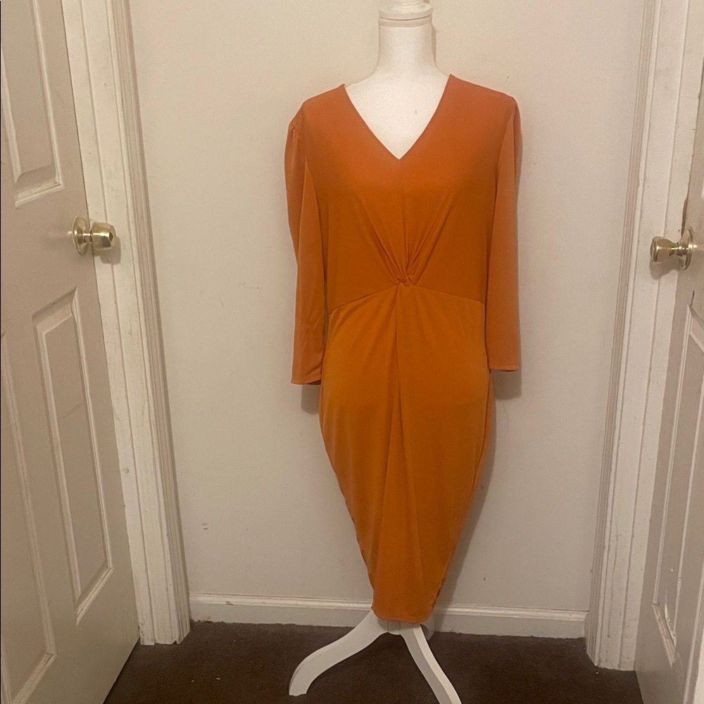 Lark & Ro Orange Long Sleeve Dress